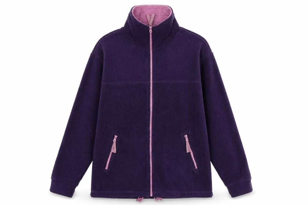 Front view of Bonmarché women’s purple jacket, size S, zip