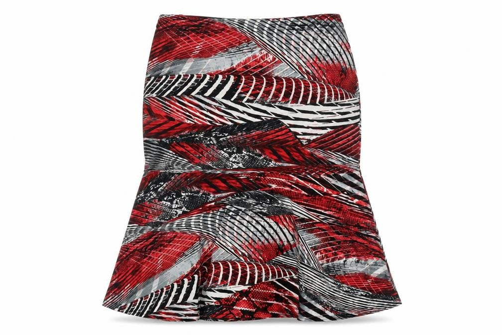 BASSINI Womens Multicoloured Geometric Polyester Trumpet Skirt Size 34 in