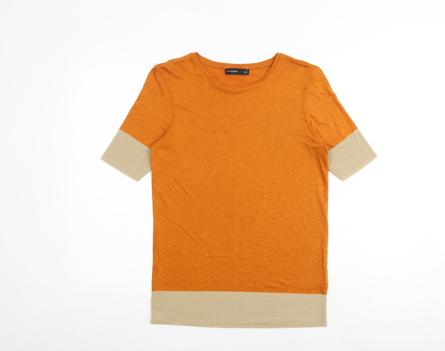 Autograph Womens Orange Lyocell Basic T-Shirt Size 12 Round Neck