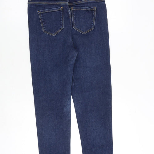 Marks and Spencer Womens Blue Cotton Skinny Jeans Size 10 Regular Zip