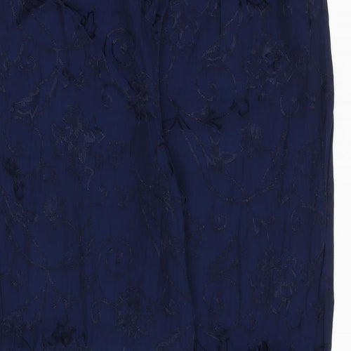 Modern Classic Womens Blue Floral Viscose Trousers Size 18 Regular
