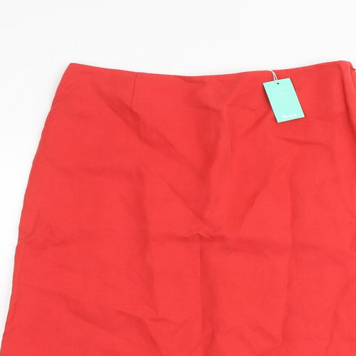 Boden Womens Red Silk A-Line Skirt Size 10 Zip