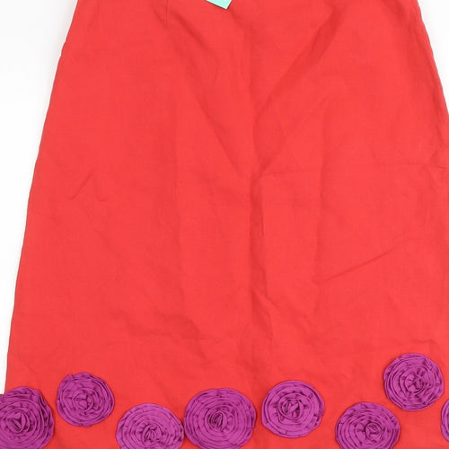 Boden Womens Red Silk A-Line Skirt Size 10 Zip
