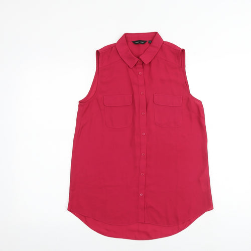 New Look Womens Pink Polyester Basic Tank Size 10 Collared