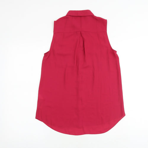 New Look Womens Pink Polyester Basic Tank Size 10 Collared