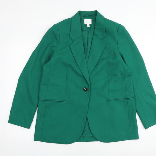 H&M Womens Green Jacket Blazer Size M Button