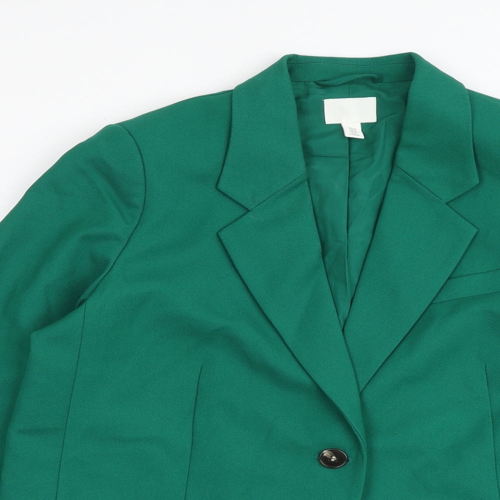 H&M Womens Green Jacket Blazer Size M Button