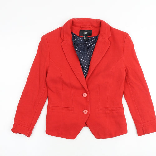 H&M Womens Red Jacket Blazer Size 8 Button