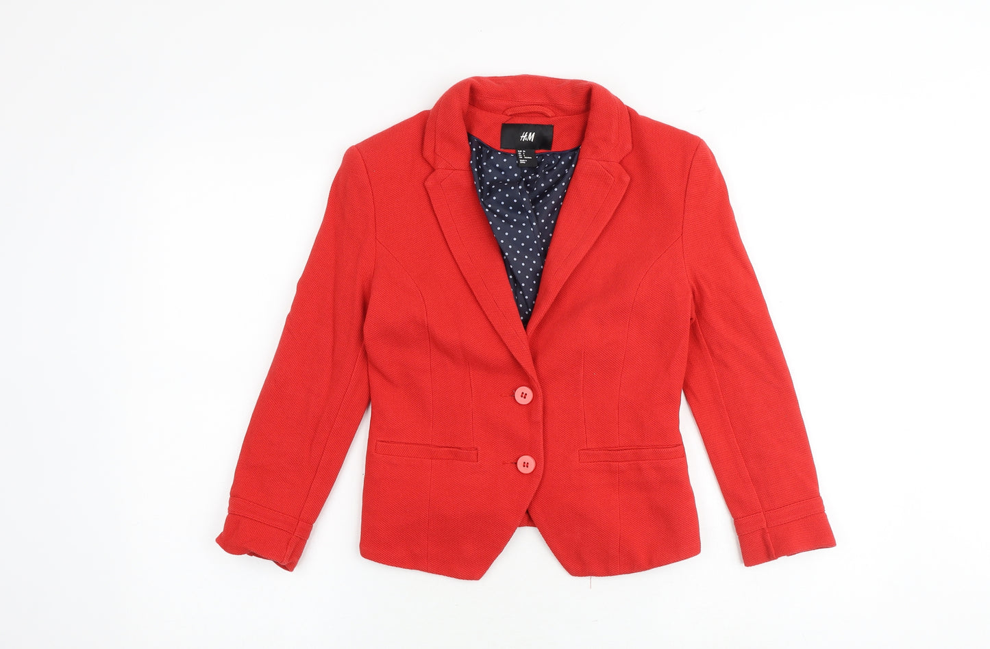 H&M Womens Red Jacket Blazer Size 8 Button
