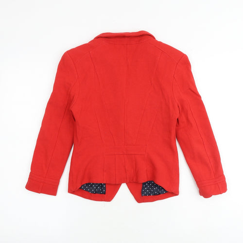 H&M Womens Red Jacket Blazer Size 8 Button