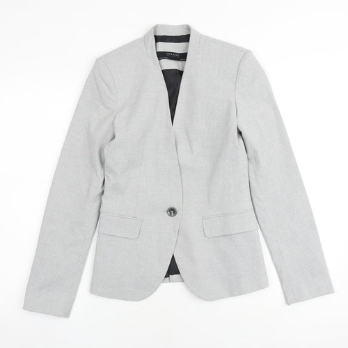 Zara Womens Grey Geometric Polyester Jacket Blazer Size 6