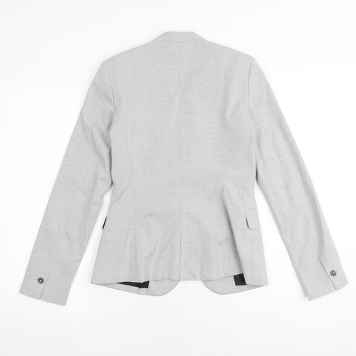 Zara Womens Grey Geometric Polyester Jacket Blazer Size 6