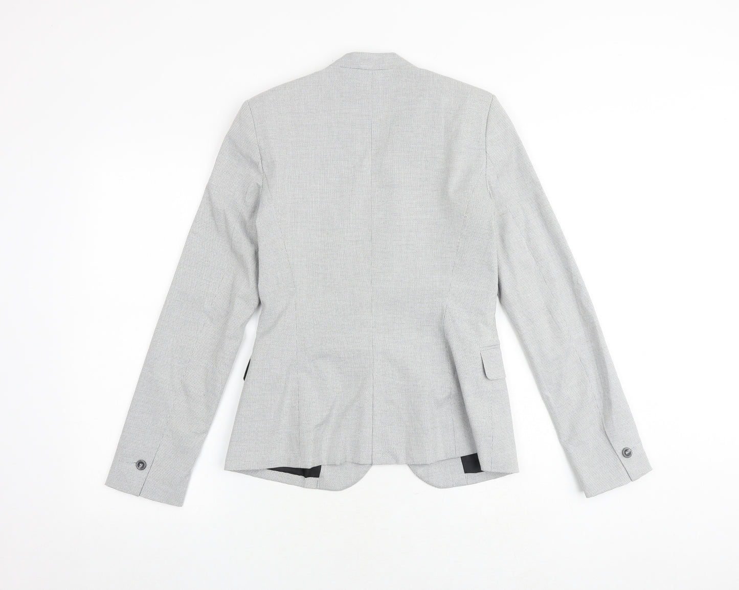 Zara Womens Grey Geometric Polyester Jacket Blazer Size 6