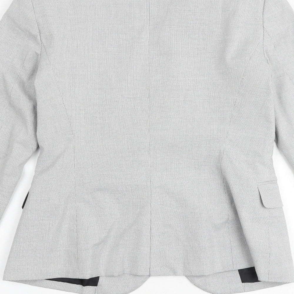 Zara Womens Grey Geometric Polyester Jacket Blazer Size 6