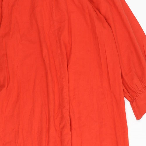 H&M Womens Red 100% Cotton A-Line Size S Mock Neck Tie - Keyhole Neck