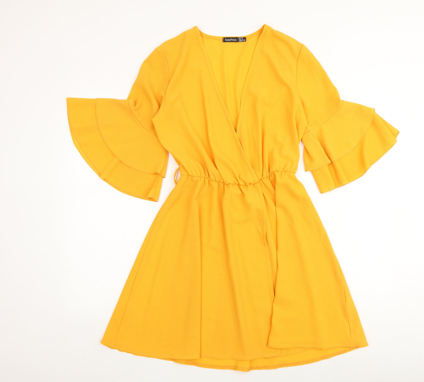 Boohoo Womens Yellow Polyester A-Line Size 8 V-Neck Pullover
