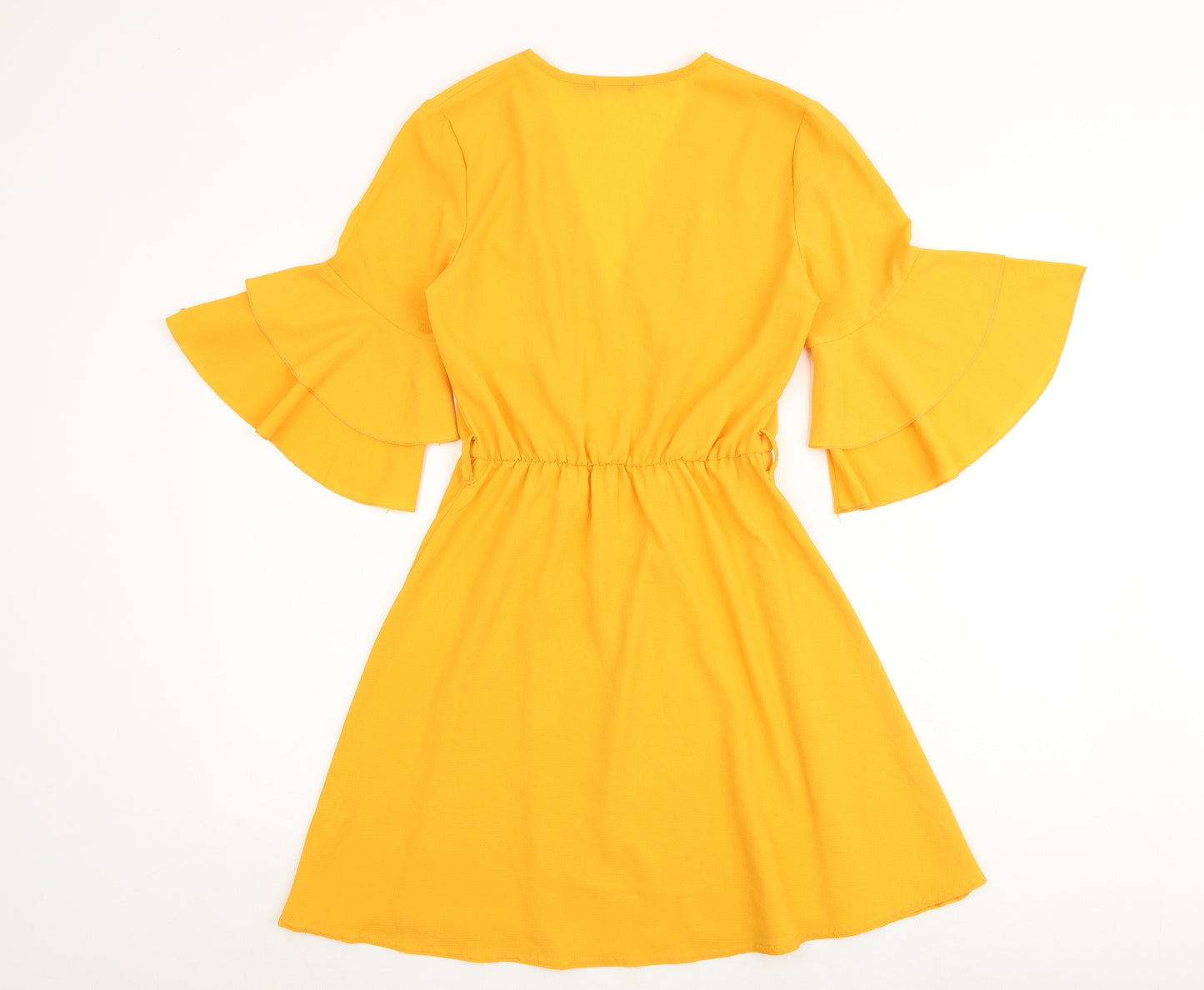 Boohoo Womens Yellow Polyester A-Line Size 8 V-Neck Pullover