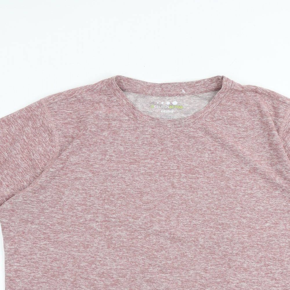 Celsius Active Mens Red Polyester T-Shirt Size XL Round Neck