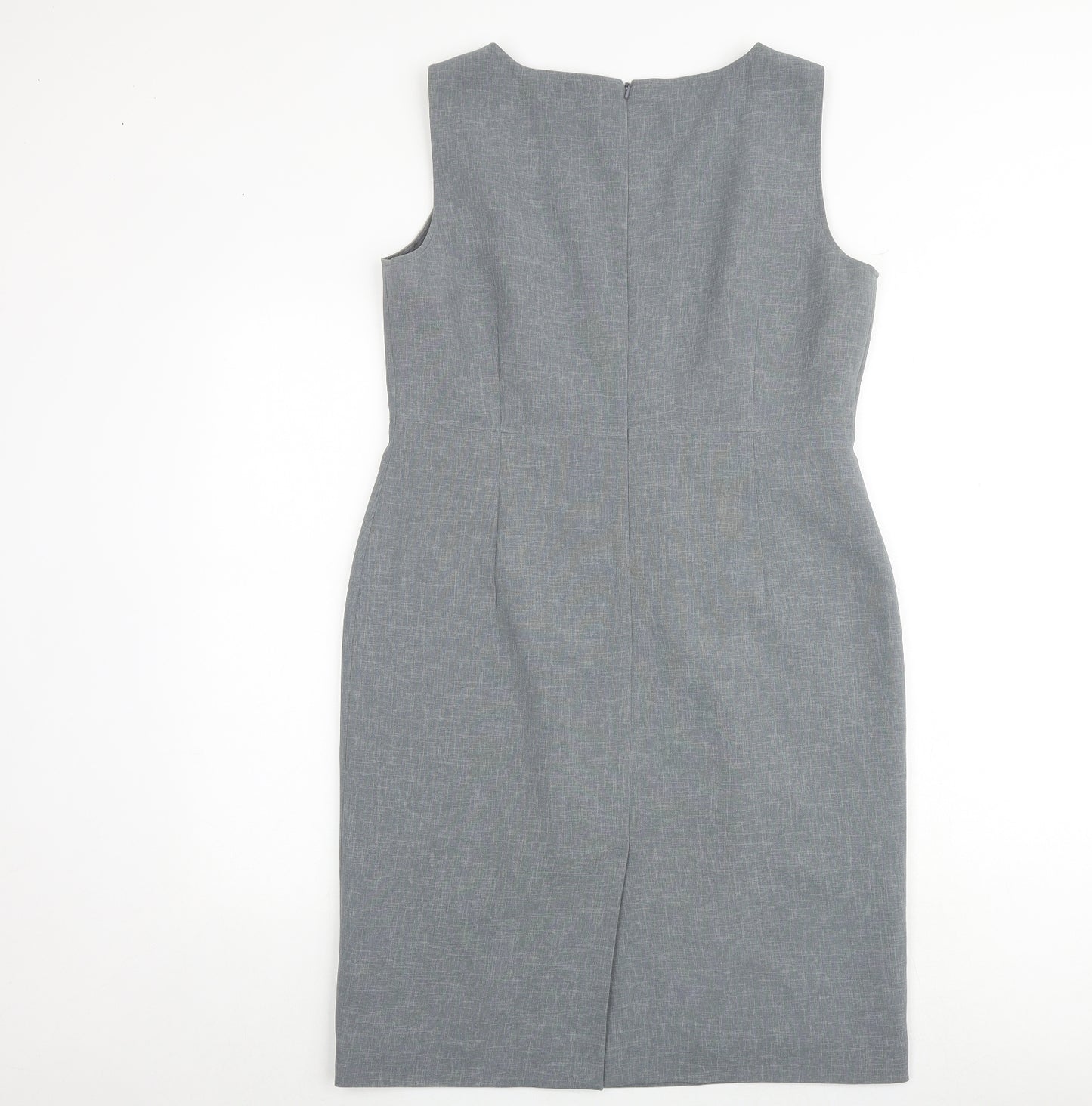 Precis Womens Grey Polyester Shift Size 14 Round Neck Zip