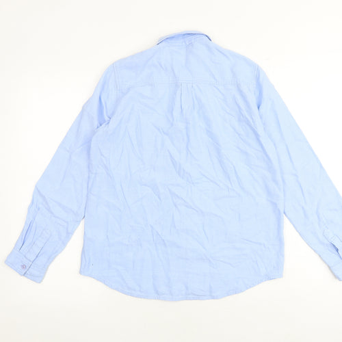 Topshop Womens Blue 100% Cotton Basic Button-Up Size 10 Collared