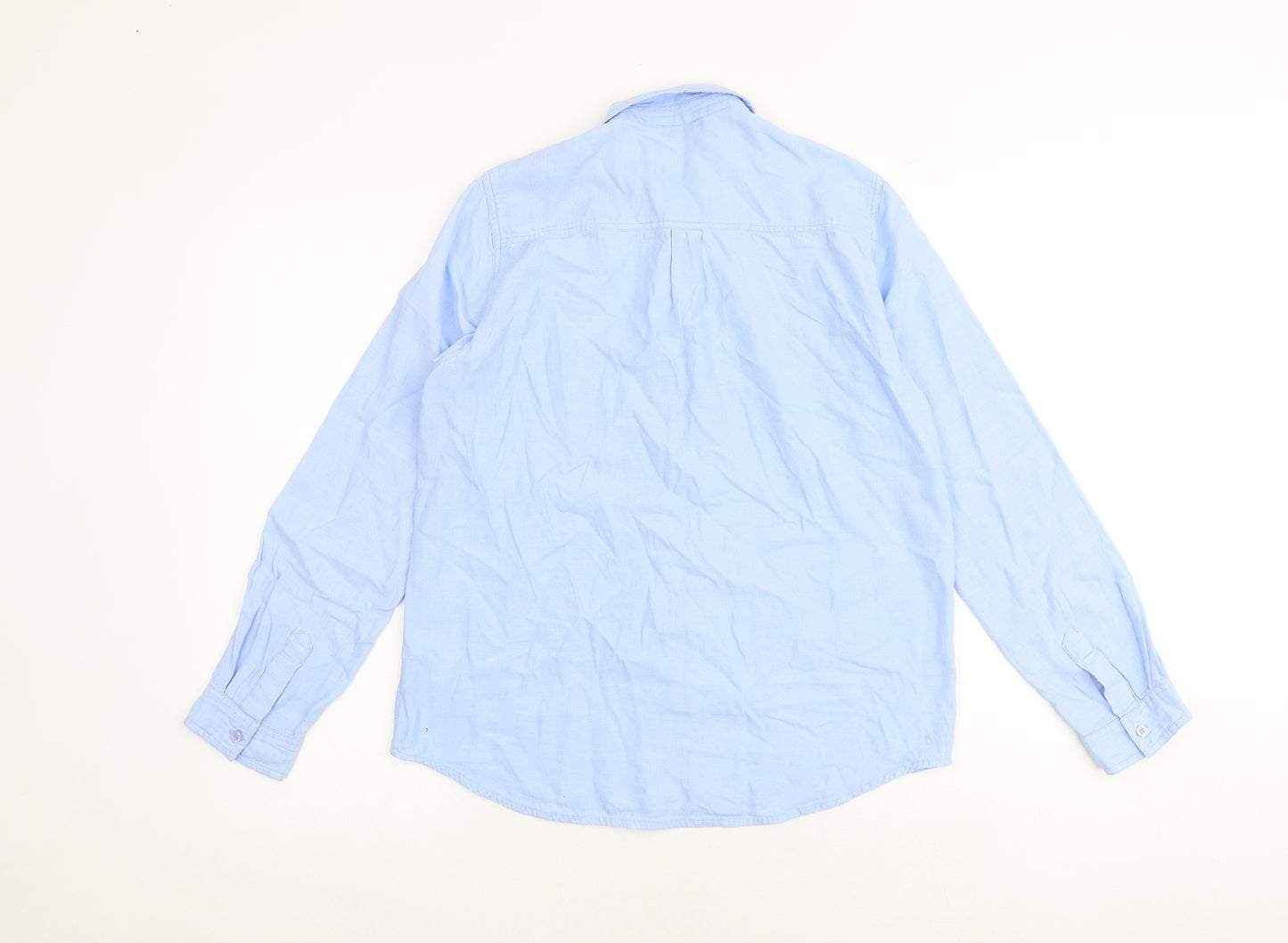 Topshop Womens Blue 100% Cotton Basic Button-Up Size 10 Collared