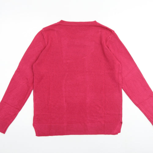 Marks and Spencer Womens Pink Round Neck Acrylic Pullover Jumper Size 12