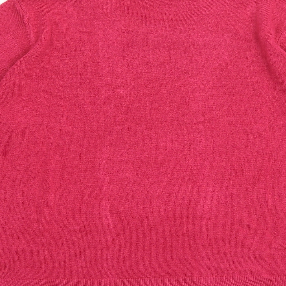 Marks and Spencer Womens Pink Round Neck Acrylic Pullover Jumper Size 12