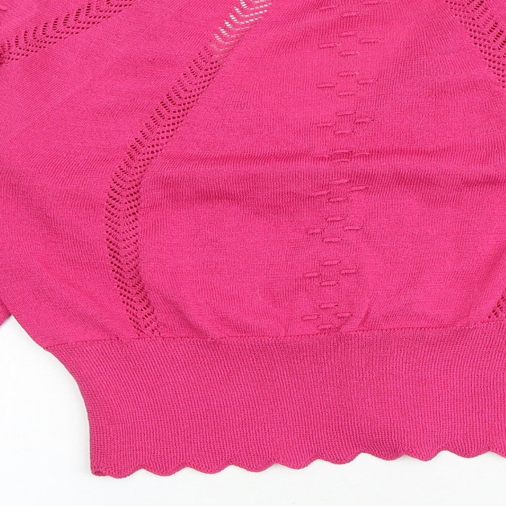 Object Womens Pink V-Neck Polyester Cardigan Jumper Size M