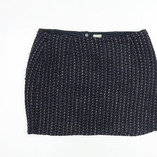 Minuet Womens Blue Geometric Cotton A-Line Skirt Size 20 Zip