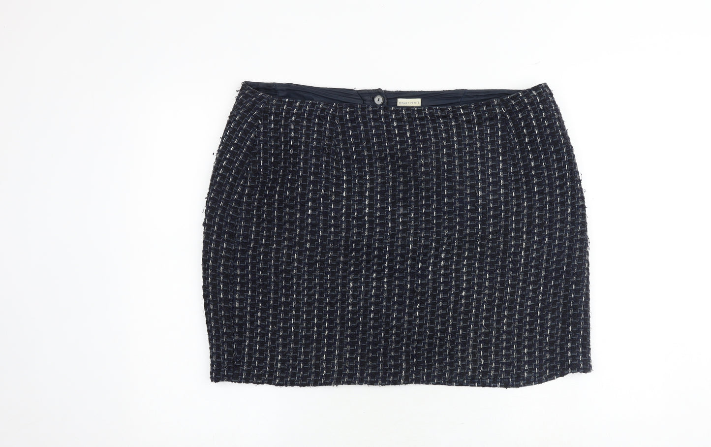 Minuet Womens Blue Geometric Cotton A-Line Skirt Size 20 Zip