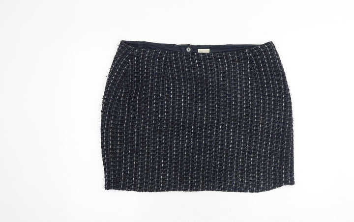 Minuet Womens Blue Geometric Cotton A-Line Skirt Size 20 Zip