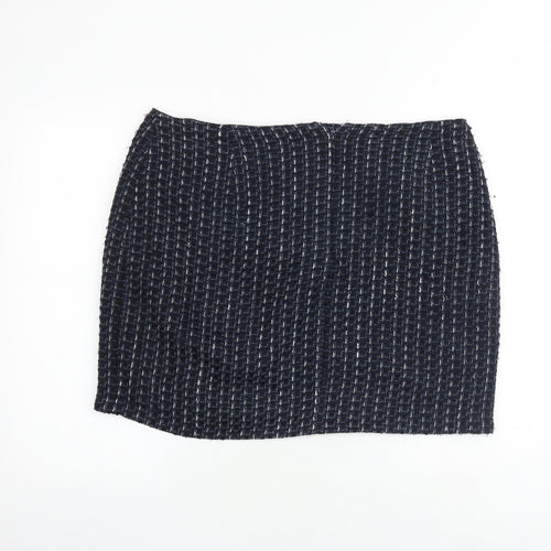 Minuet Womens Blue Geometric Cotton A-Line Skirt Size 20 Zip