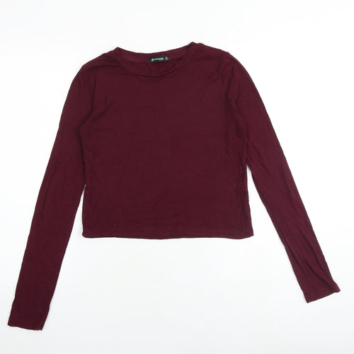 Stradivarius Womens Red Viscose Basic T-Shirt Size M Boat Neck