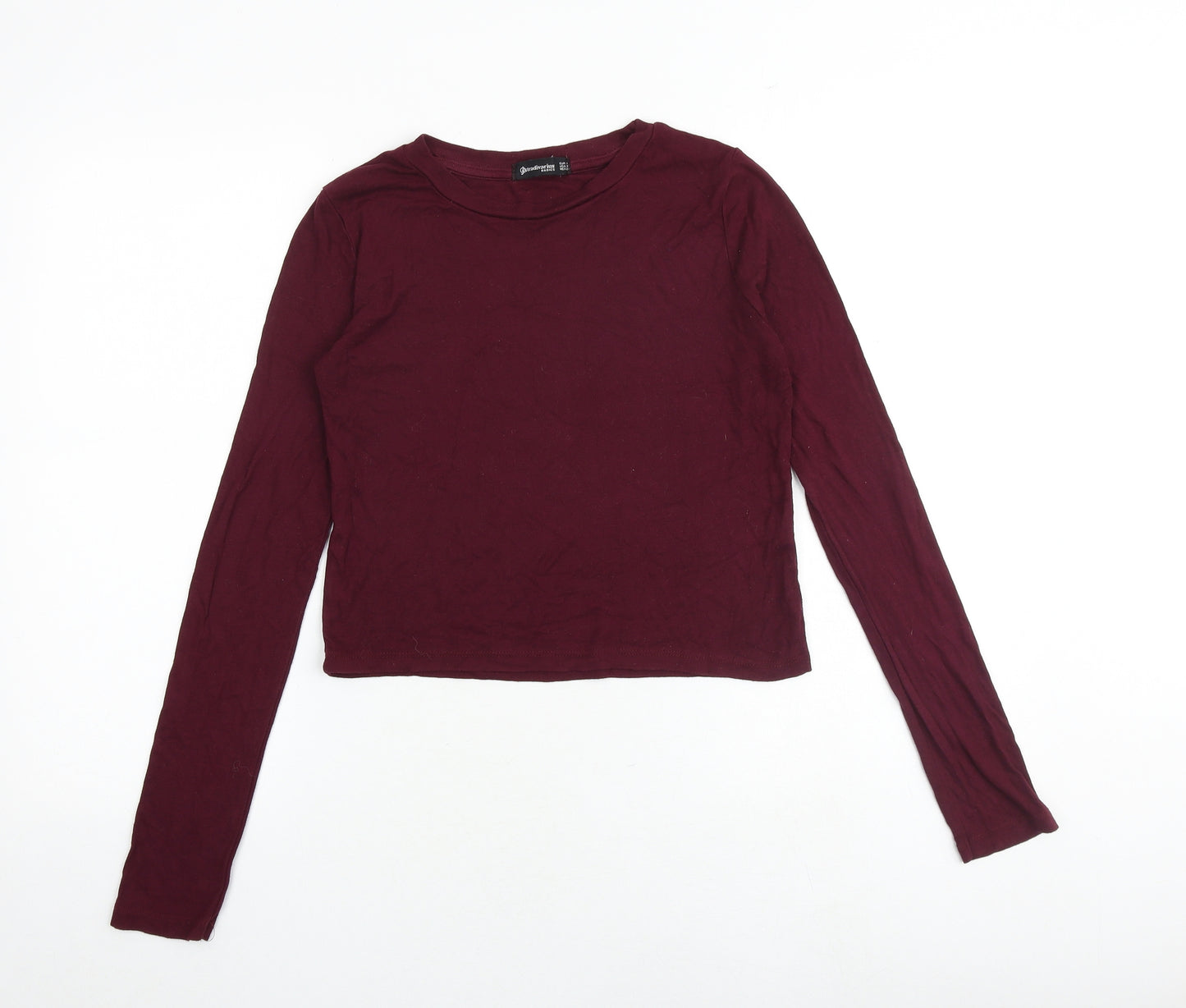 Stradivarius Womens Red Viscose Basic T-Shirt Size M Boat Neck