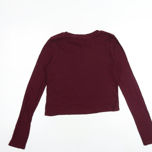 Stradivarius Womens Red Viscose Basic T-Shirt Size M Boat Neck