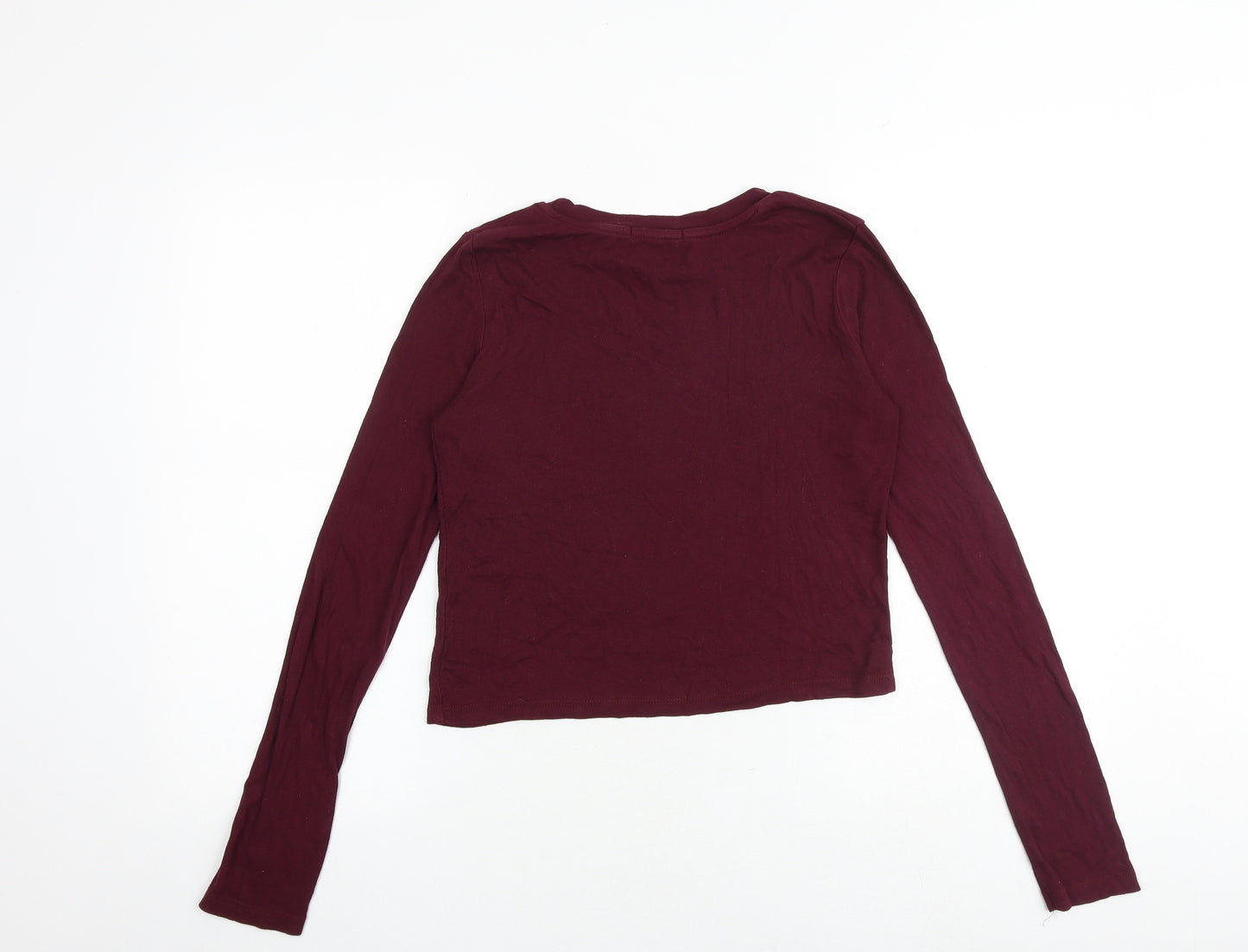 Stradivarius Womens Red Viscose Basic T-Shirt Size M Boat Neck