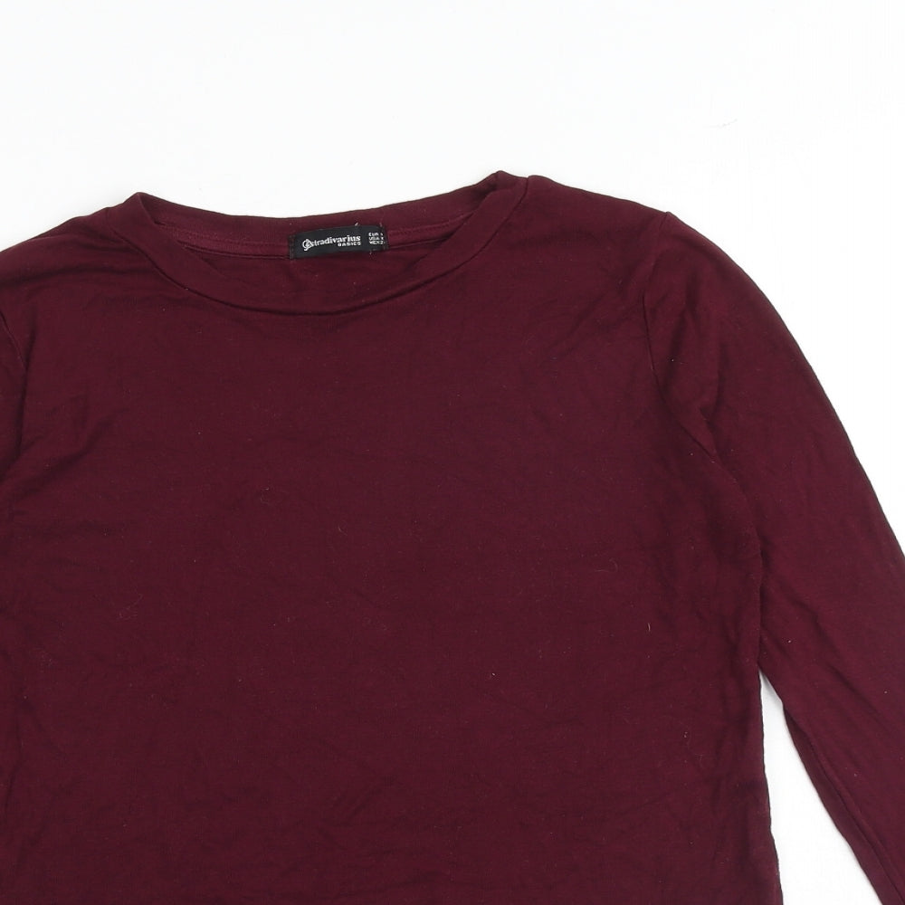 Stradivarius Womens Red Viscose Basic T-Shirt Size M Boat Neck