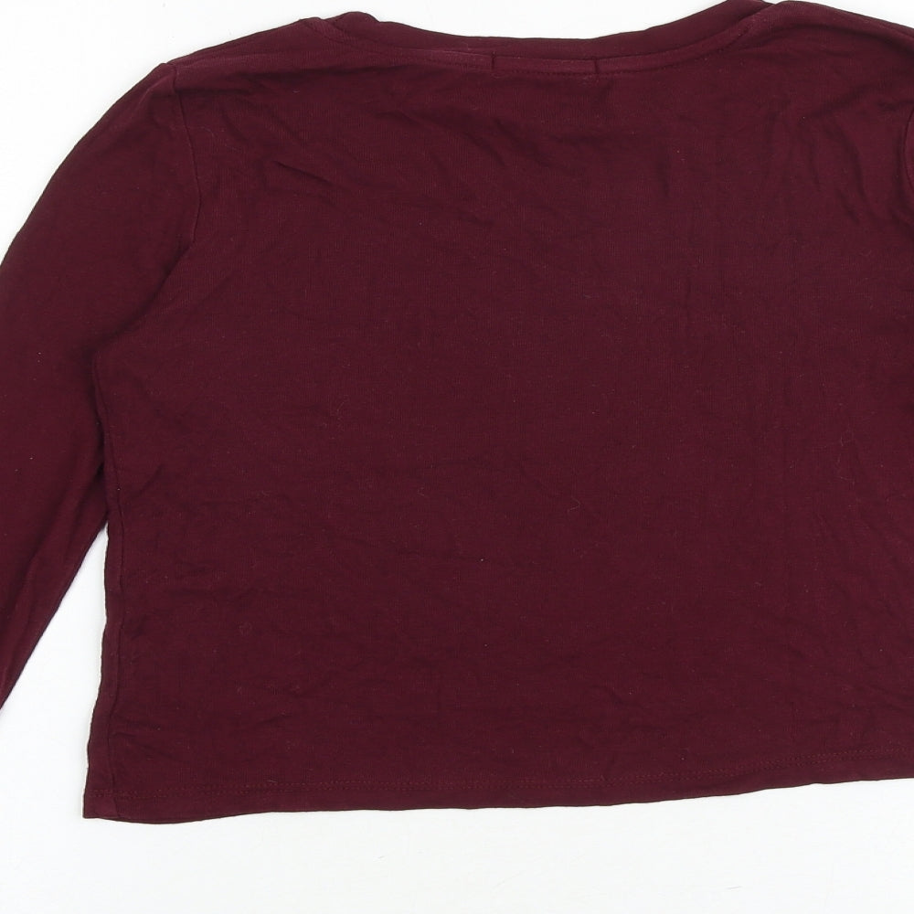 Stradivarius Womens Red Viscose Basic T-Shirt Size M Boat Neck