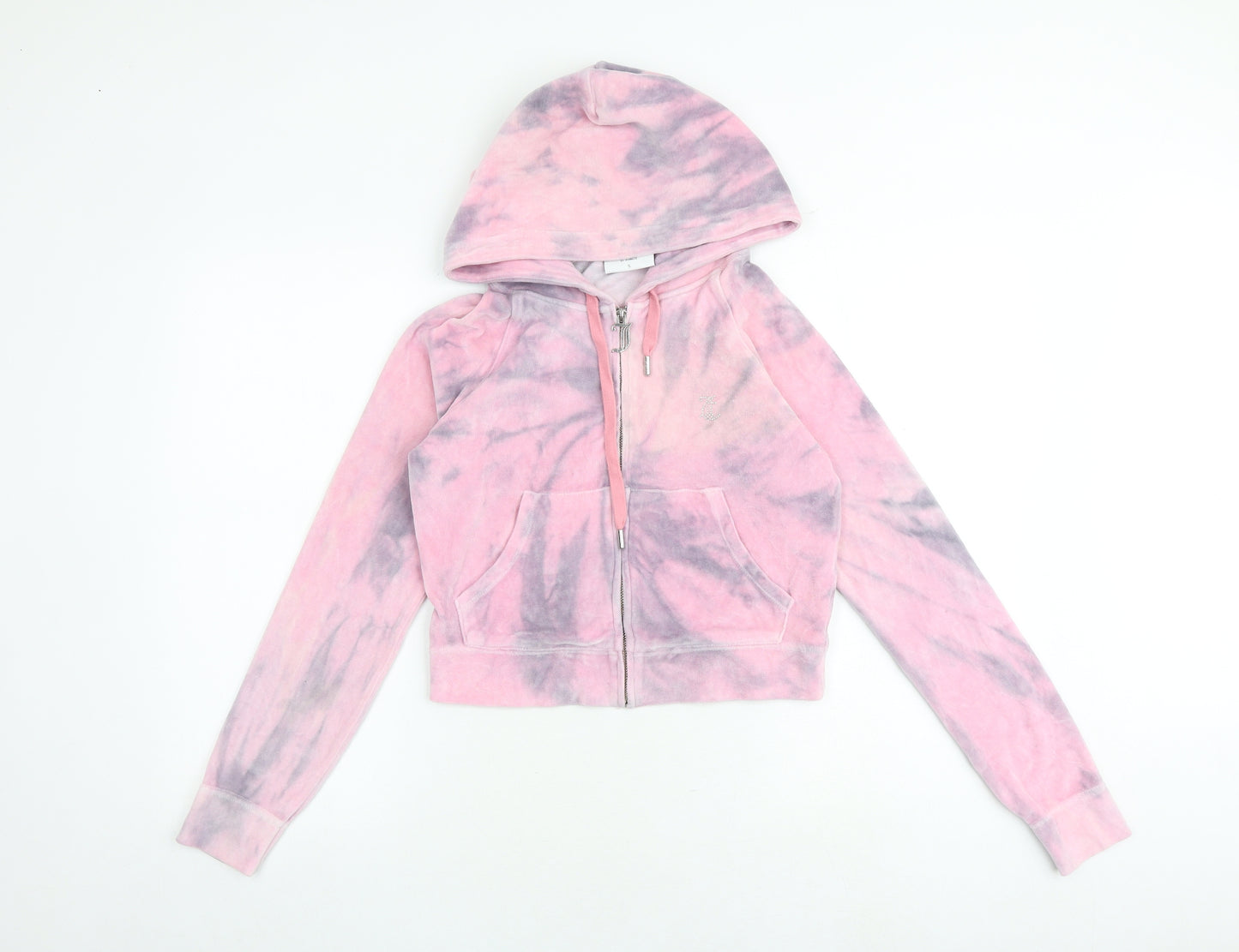 Juicy Couture Womens Pink Geometric Cotton Full Zip Hoodie Size S Zip - Tie dye pattern