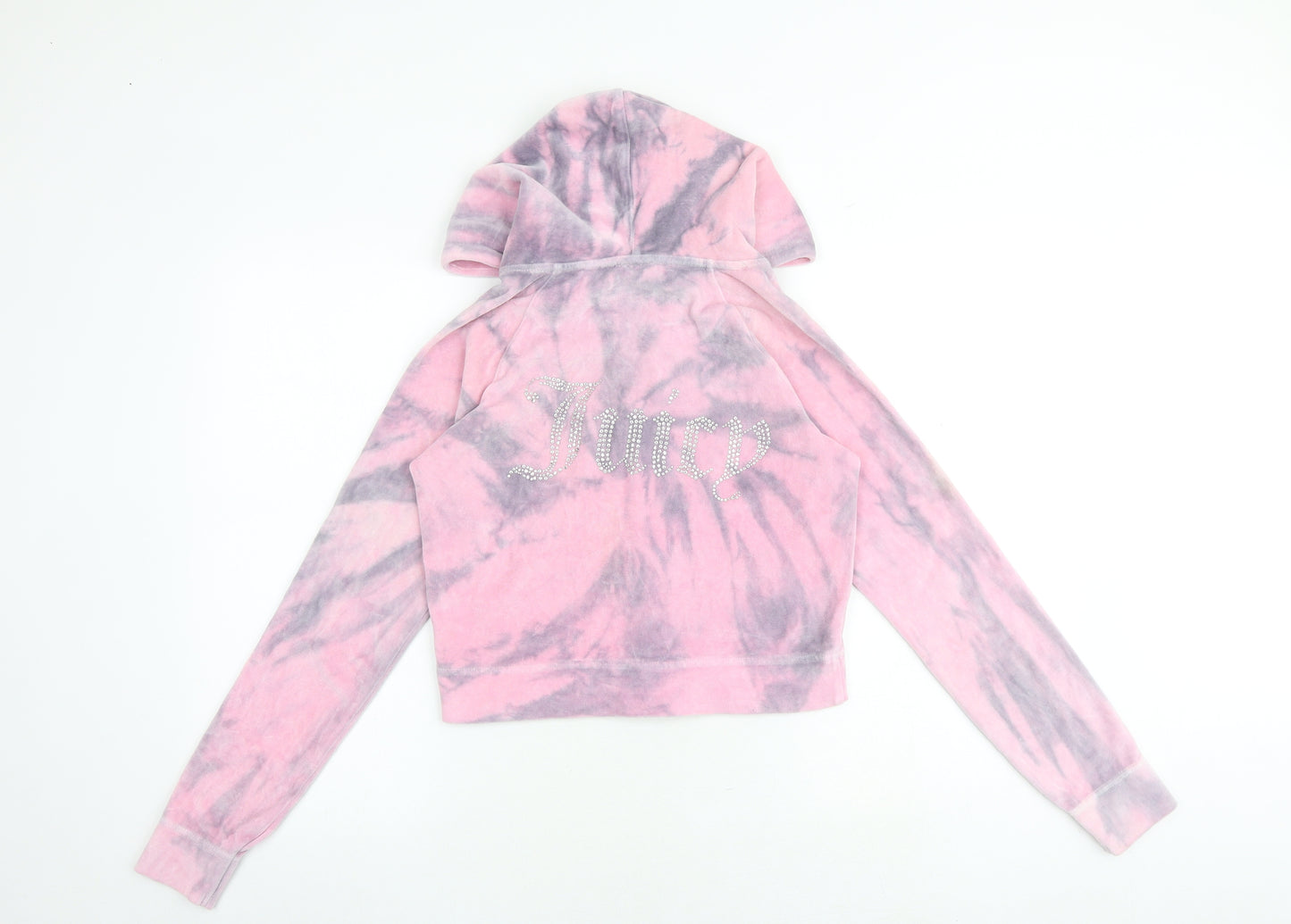 Juicy Couture Womens Pink Geometric Cotton Full Zip Hoodie Size S Zip - Tie dye pattern