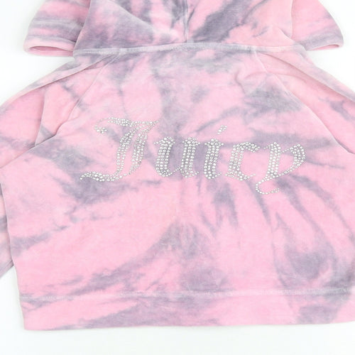 Juicy Couture Womens Pink Geometric Cotton Full Zip Hoodie Size S Zip - Tie dye pattern