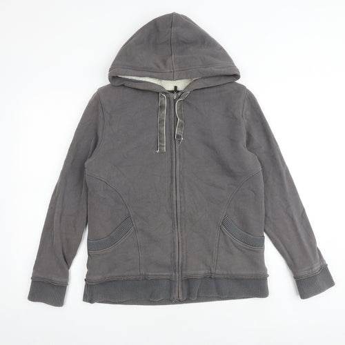 Marks and Spencer Womens Grey Cotton Full Zip Hoodie Size 12 Zip