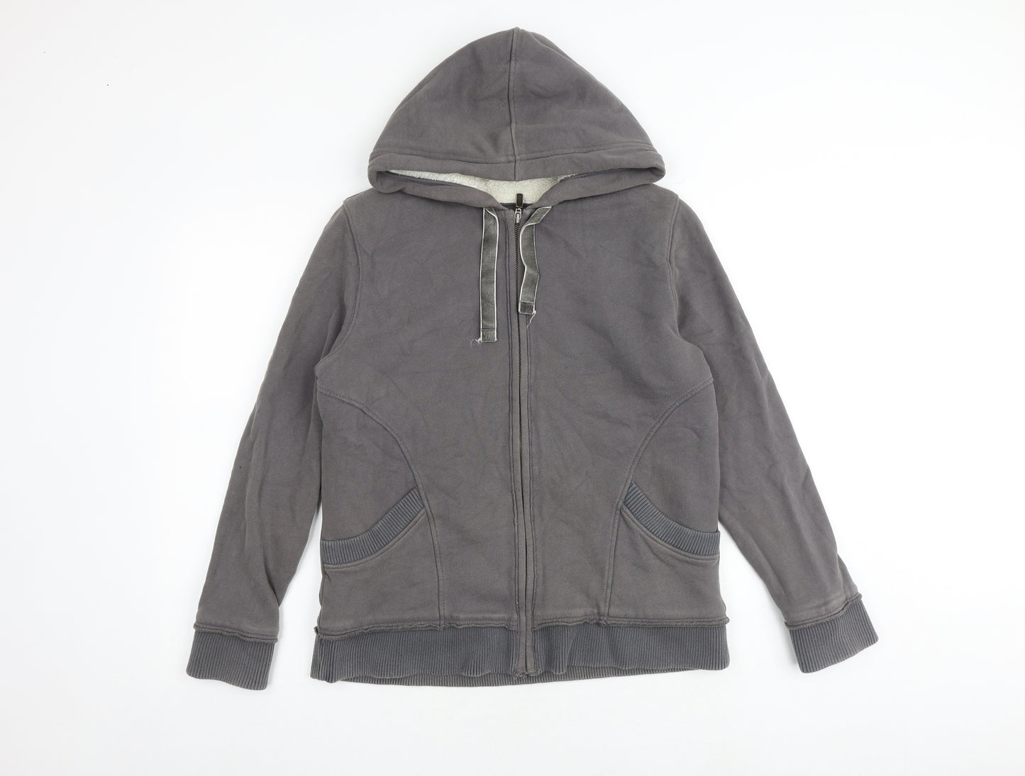 Marks and Spencer Womens Grey Cotton Full Zip Hoodie Size 12 Zip