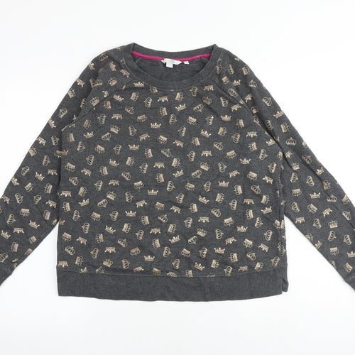 Boden Womens Grey Geometric Chlorofibre Pullover Sweatshirt Size M Pullover - Crown pattern