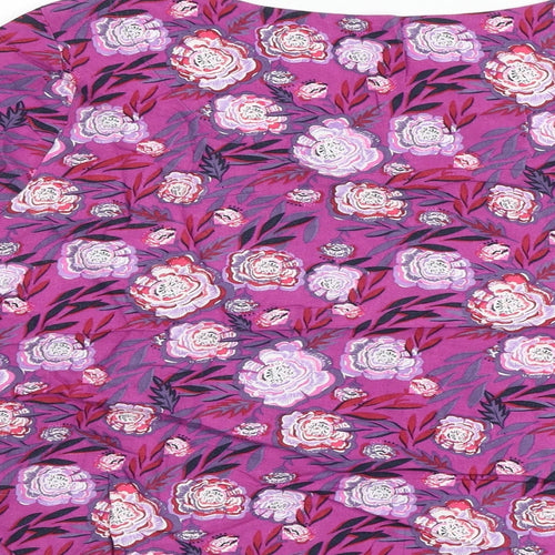 MANTARAY PRODUCTS Womens Pink Floral Viscose Basic Blouse Size 14 Boat Neck