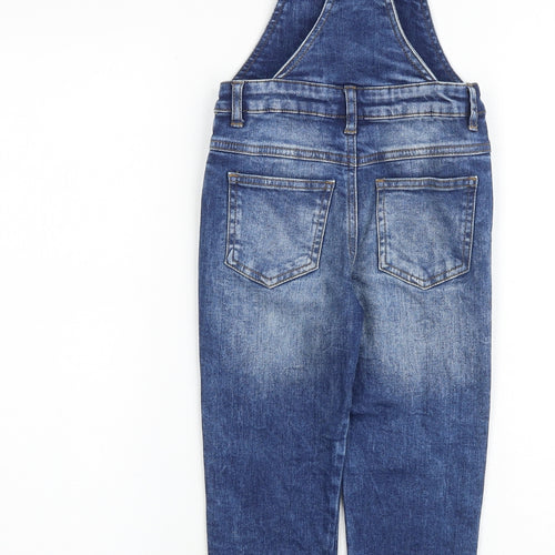 NEXT Boys Blue Cotton Dungarees Trousers Size 3-4 Years Regular Buckle