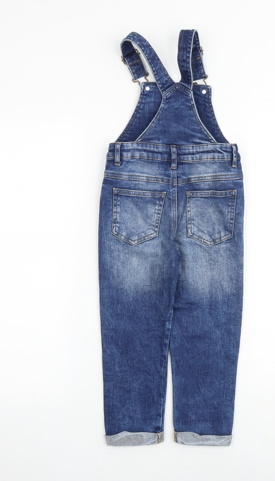 NEXT Boys Blue Cotton Dungarees Trousers Size 3-4 Years Regular Buckle