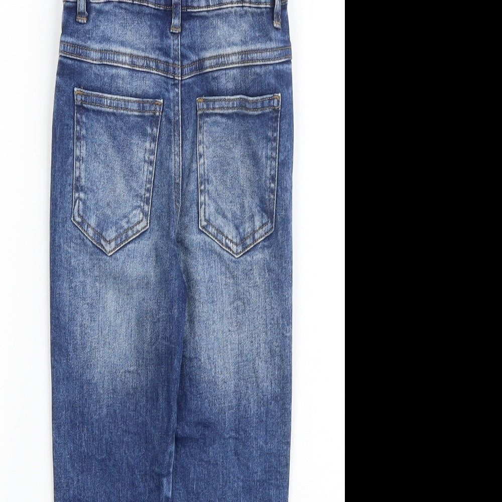 NEXT Boys Blue Cotton Dungarees Trousers Size 3-4 Years Regular Buckle