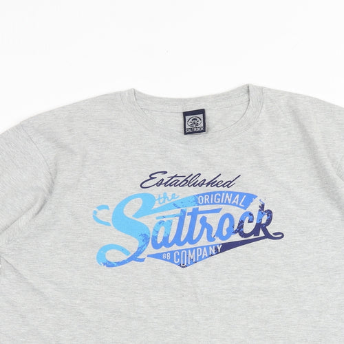 Saltrock Boys Grey 100% Cotton Basic T-Shirt Size 13 Years Round Neck Pullover