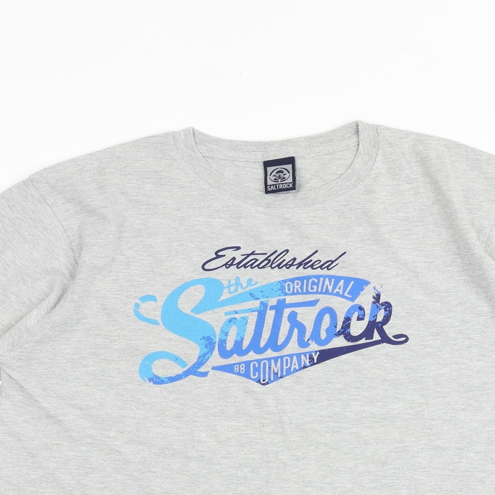 Saltrock Boys Grey 100% Cotton Basic T-Shirt Size 13 Years Round Neck Pullover